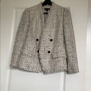 Ann Taylor ivory and metallic tweed blazer sz 6
